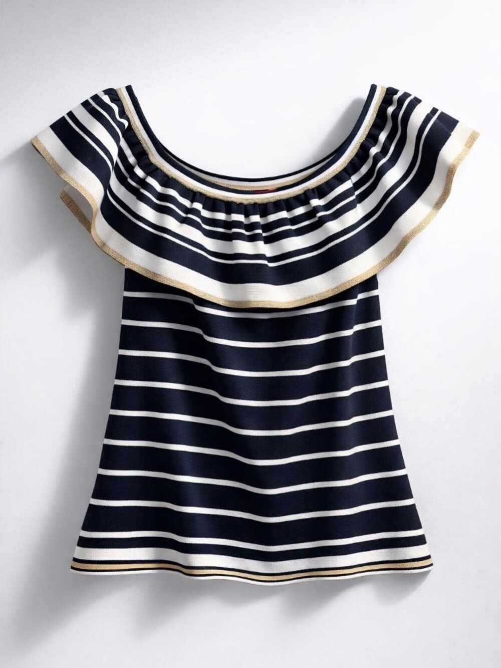 Lilly Pulitzer Perelle True Navy Gold Shining Sea Stripe top sweater shirt XS